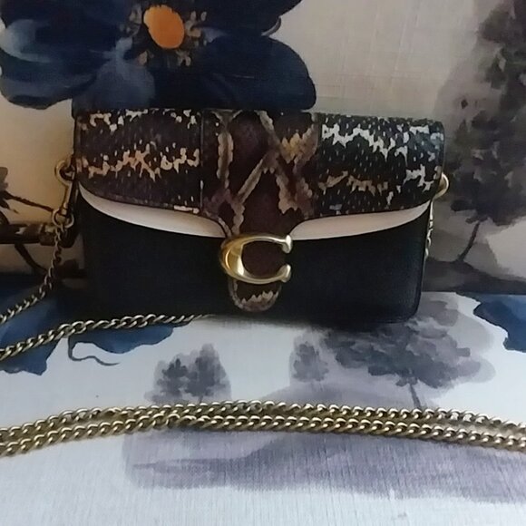 Coach snakeskin Tabby Chain crossbody bag and wristlet strap - Picture 1 of 6